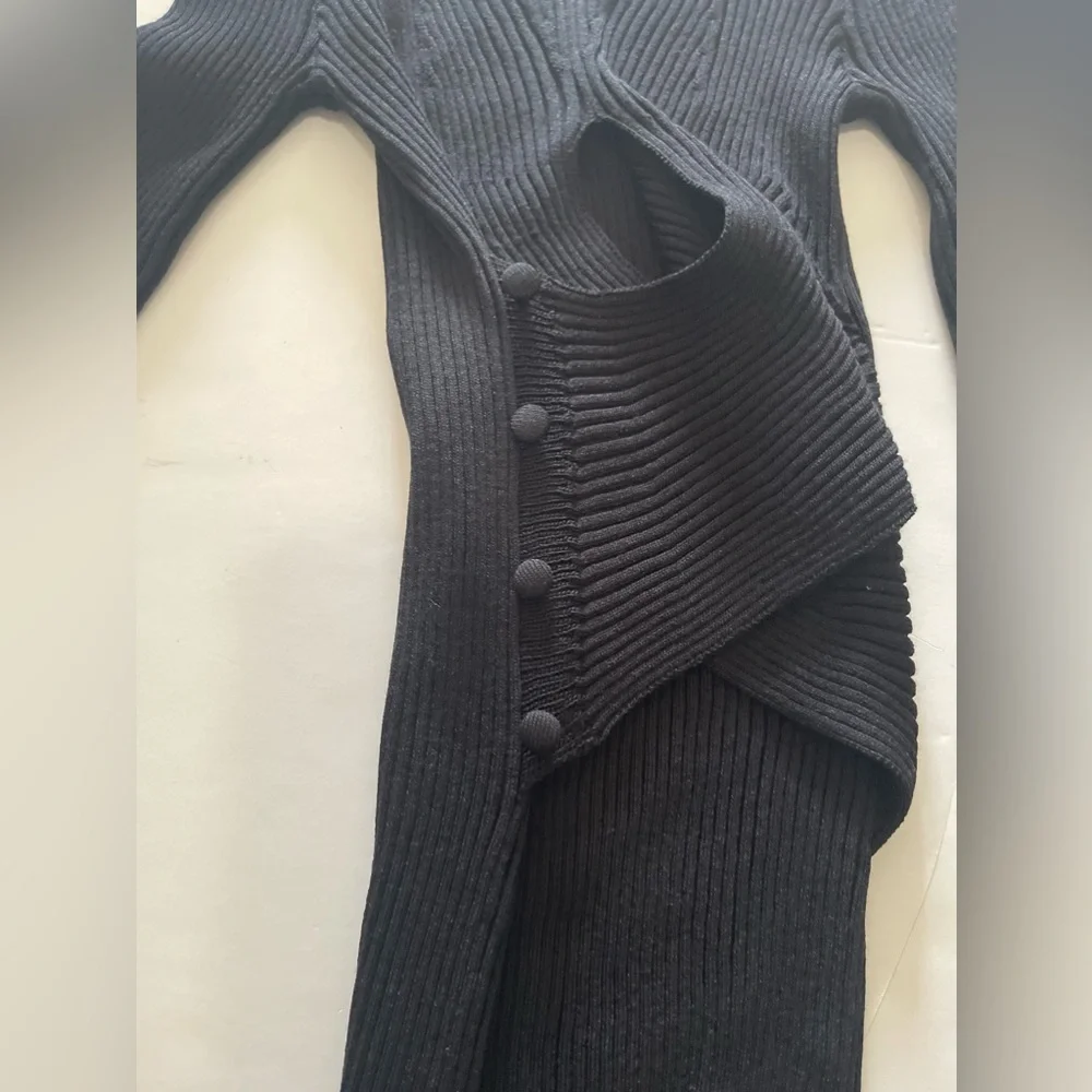 ZARA Black Buttoned Knit Mini Dress